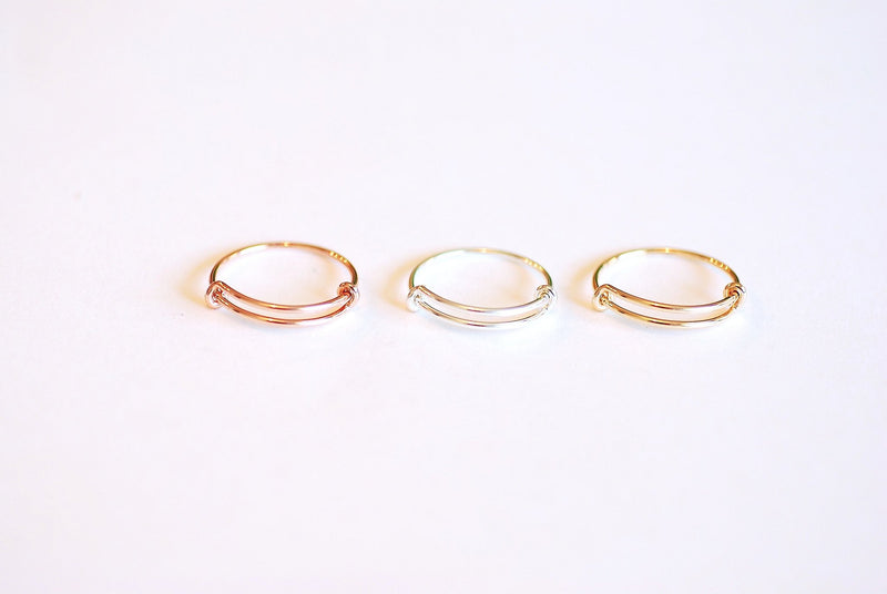 Adjustable Finger Ring- Choose 925 Sterling Silver, 14k Gold Filled, 14k Rose Gold Filled, Ring sizes 6-8, Finger Rings, 1mm, 18ga Wire, 58 - HarperCrown