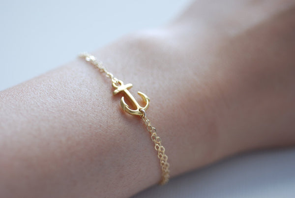 Anchor Bracelet, Delta Gamma Jewelry,DG Bracelet,Sideways Anchor Bracelet,Delta Gamma Sorority,Simple Everyday Jewelry by HeirloomEnvy - HarperCrown