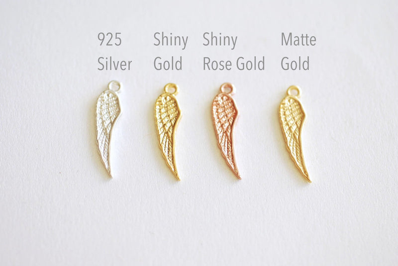 Angel Wing Charm- 22k Gold plated 925 Sterling Silver, Silver Wing Charm, Rose Gold, Gold Wing charm, Bird Wing Charm, Double Wing Charm,397 - HarperCrown