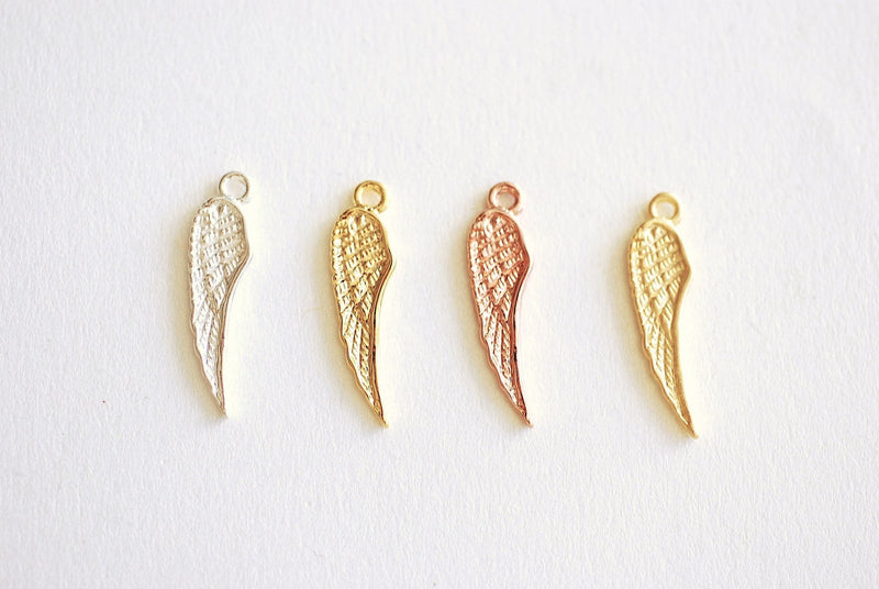 Angel Wing Charm- 22k Gold plated 925 Sterling Silver, Silver Wing Charm, Rose Gold, Gold Wing charm, Bird Wing Charm, Double Wing Charm,397 - HarperCrown