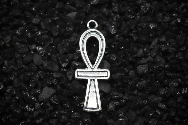 Ankh Key of Eternal Life Hieroglyphics Ancient Egyptian Smooth Charm | 925 Sterling Silver, Oxidized or 18K Gold Plated | Jewelry Making Pendant - HarperCrown
