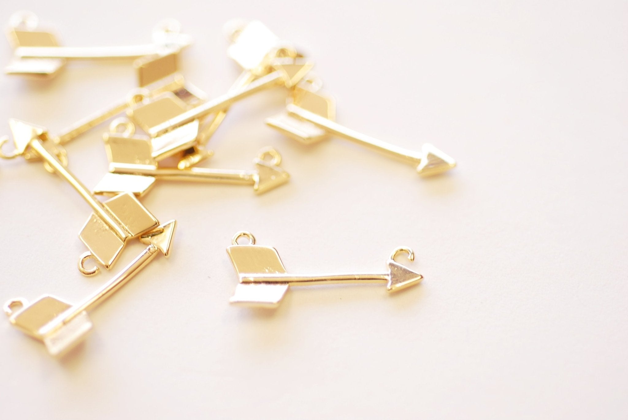 Arrow Connector Charm - 16k Gold Plated over Brass Arrowhead Pendant Wholesale B288 - HarperCrown