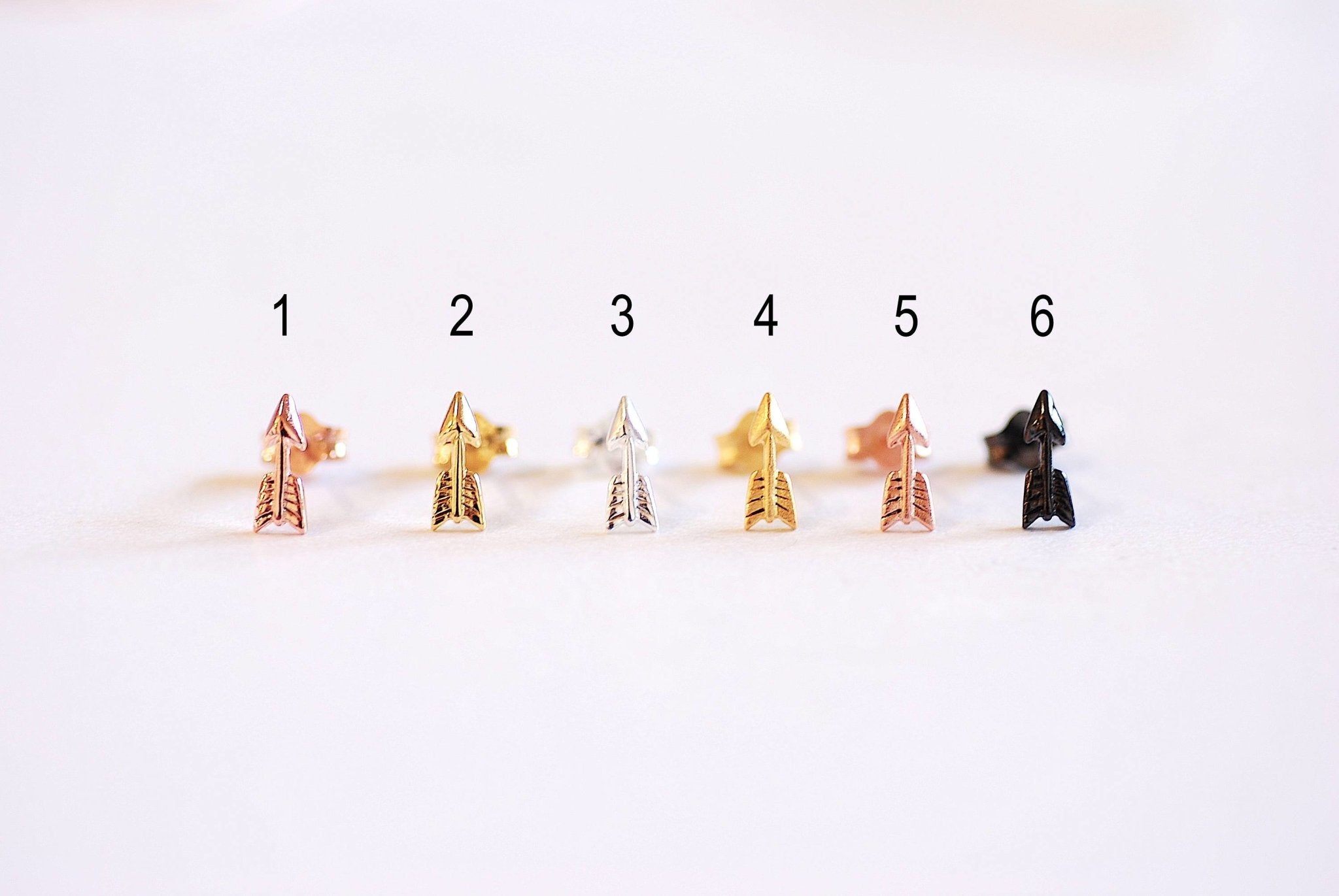Arrow Earrings- Sterling Silver Arrow Earring Studs, Small Arrow Studs, Ear Crawlers, Ear Climbers, Triangle Studs, Chevron Earrings - HarperCrown