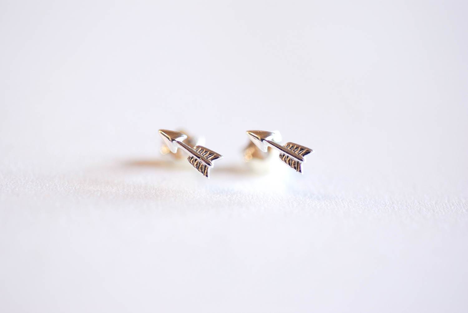 Arrow Earrings- Sterling Silver Arrow Earring Studs, Small Arrow Studs, Ear Crawlers, Ear Climbers, Triangle Studs, Chevron Earrings - HarperCrown
