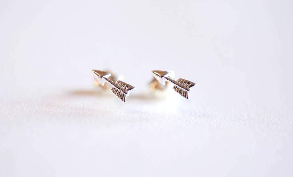 Arrow Earrings- Sterling Silver, Gold, Rose Gold Arrow Earring Studs, Small Arrow Studs, Ear Crawlers, Ear Climbers, Triangle Studs, Studs - HarperCrown