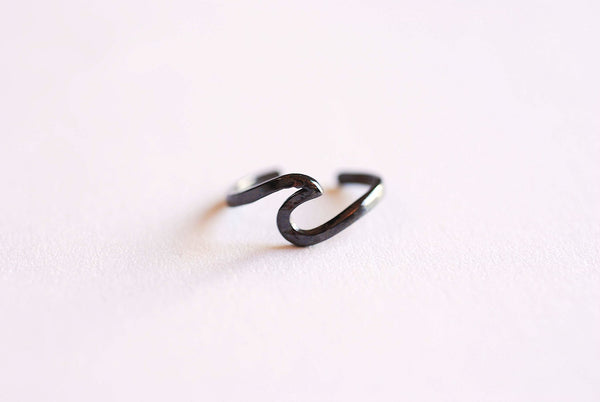Black Adjustable Wave Ring- Sterling Silver, nalu ring, ocean, wave, beach jewelry, ocean jewelry, nautical jewelry, surf ring,Hawaiian ring - HarperCrown