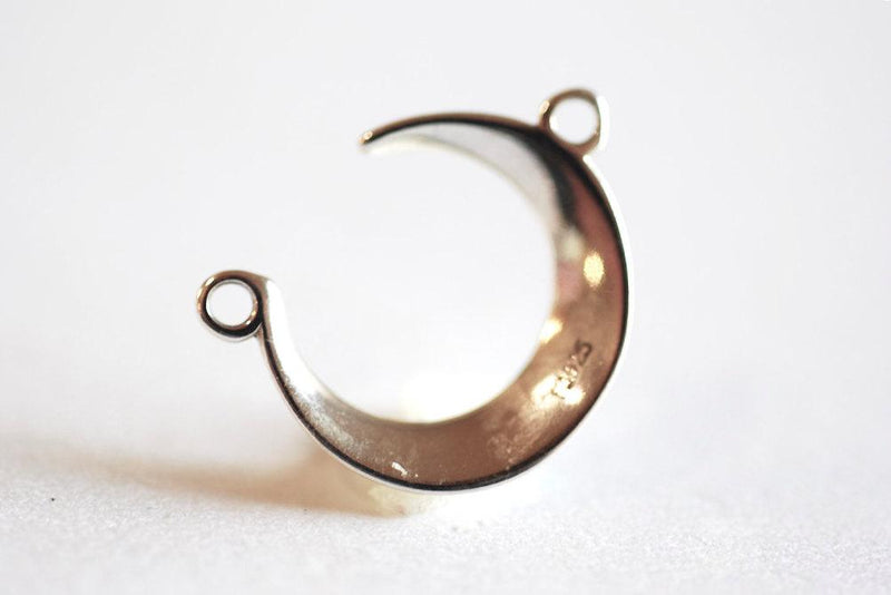 Black Gold Rhodium Crescent Moon Connector Charm- 925 Stamp Silver Half Moon Charm Pendant, Double Bail Moon, Double Horn Charm, Link, 323 - HarperCrown