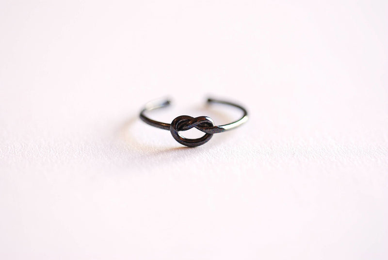 Black Love Knot Ring- Black Rhodium Silver Love Knot adjustable ring, Thin Love knot ring, bridesmaid ring, knot promise ring, Infinity Ring - HarperCrown