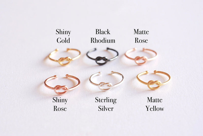 Black Love Knot Ring- Black Rhodium Silver Love Knot adjustable ring, Thin Love knot ring, bridesmaid ring, knot promise ring, Infinity Ring - HarperCrown