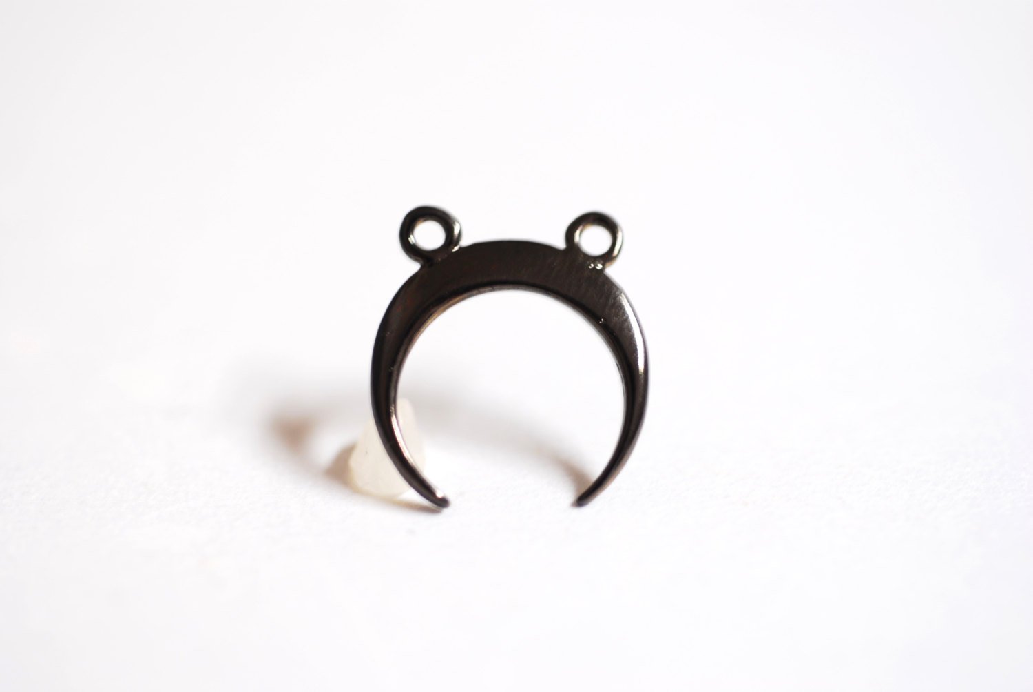 Black Rhodium Crescent Moon Charm Pendant- Black Gold plated over 925 Sterling Silver, Black Half Moon, Double Horn, Moon with 2 holes, 278 - HarperCrown
