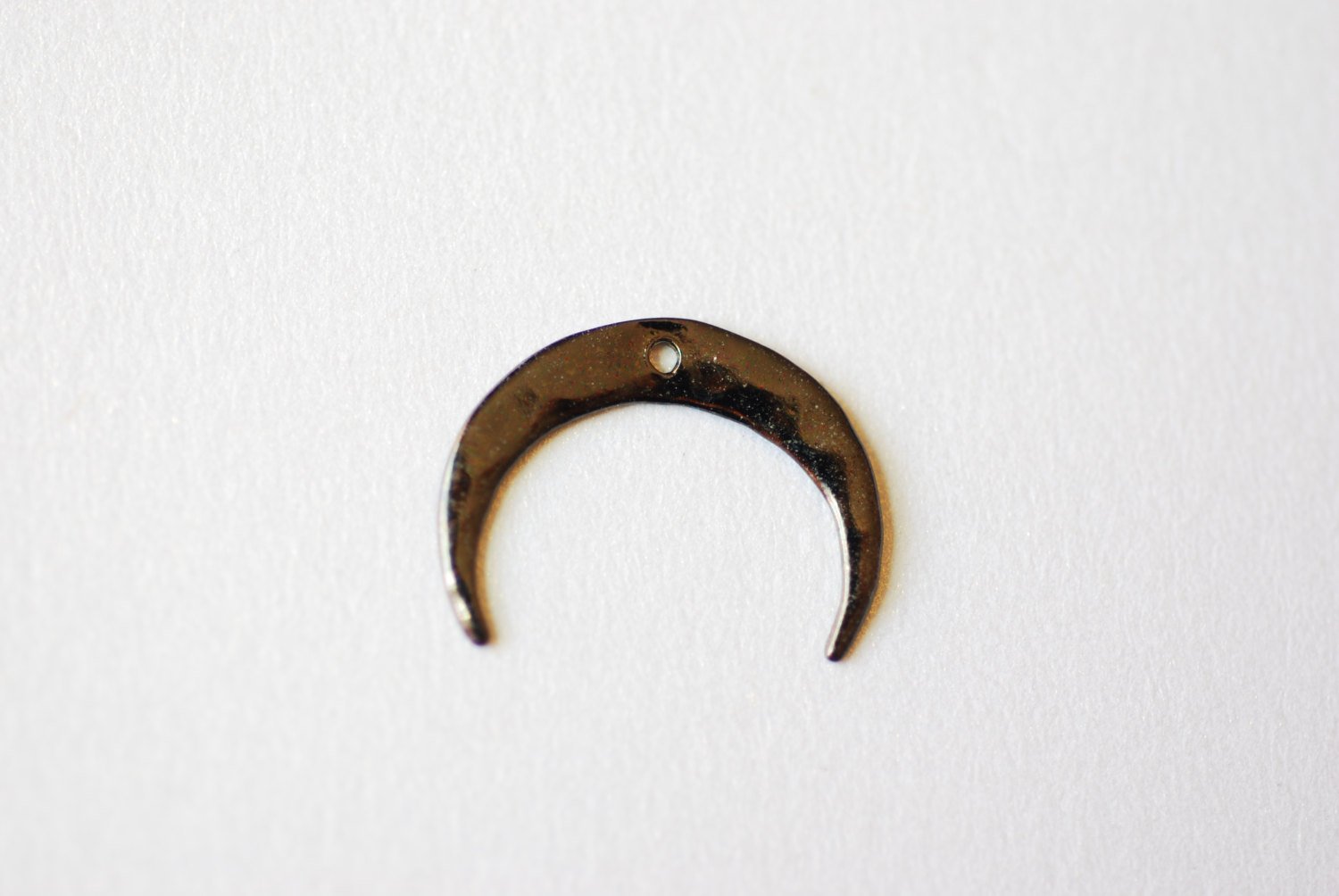 Black Rhodium Hammered Crescent Moon Charm Pendant- Rhodium plated over Sterling Silver, Black Double Horn Charm, Black Moon, Wholesale, 246 - HarperCrown