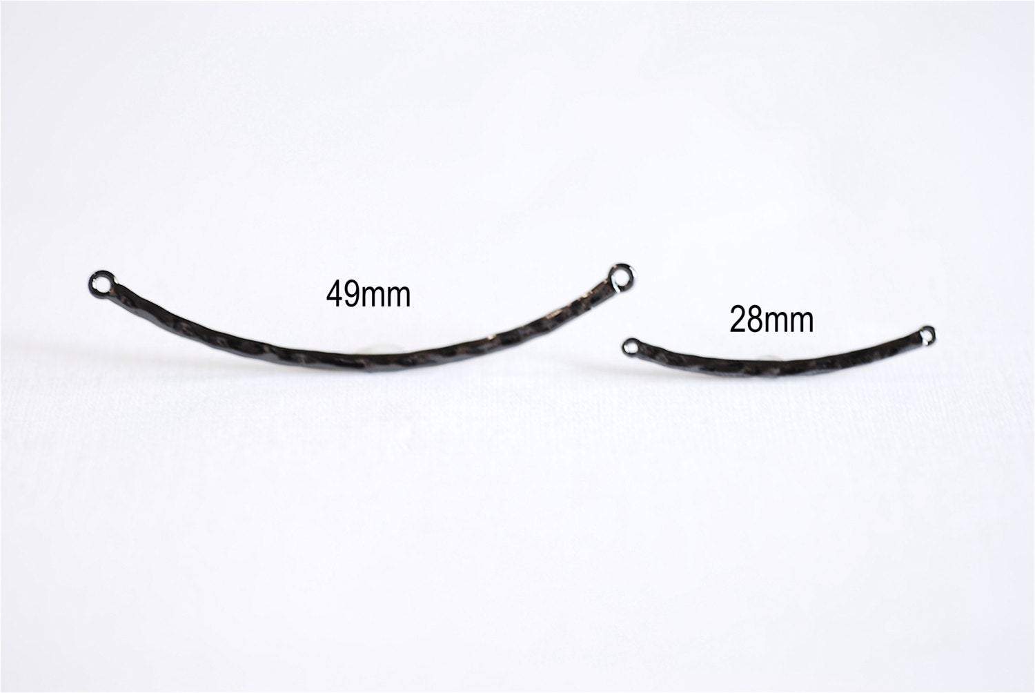 Black Rhodium Hammered Curved Bar Connector Charm- Black Gold over Sterling Silver Half Circle Connector Link Spacer, Oxidized Silver, 293 - HarperCrown