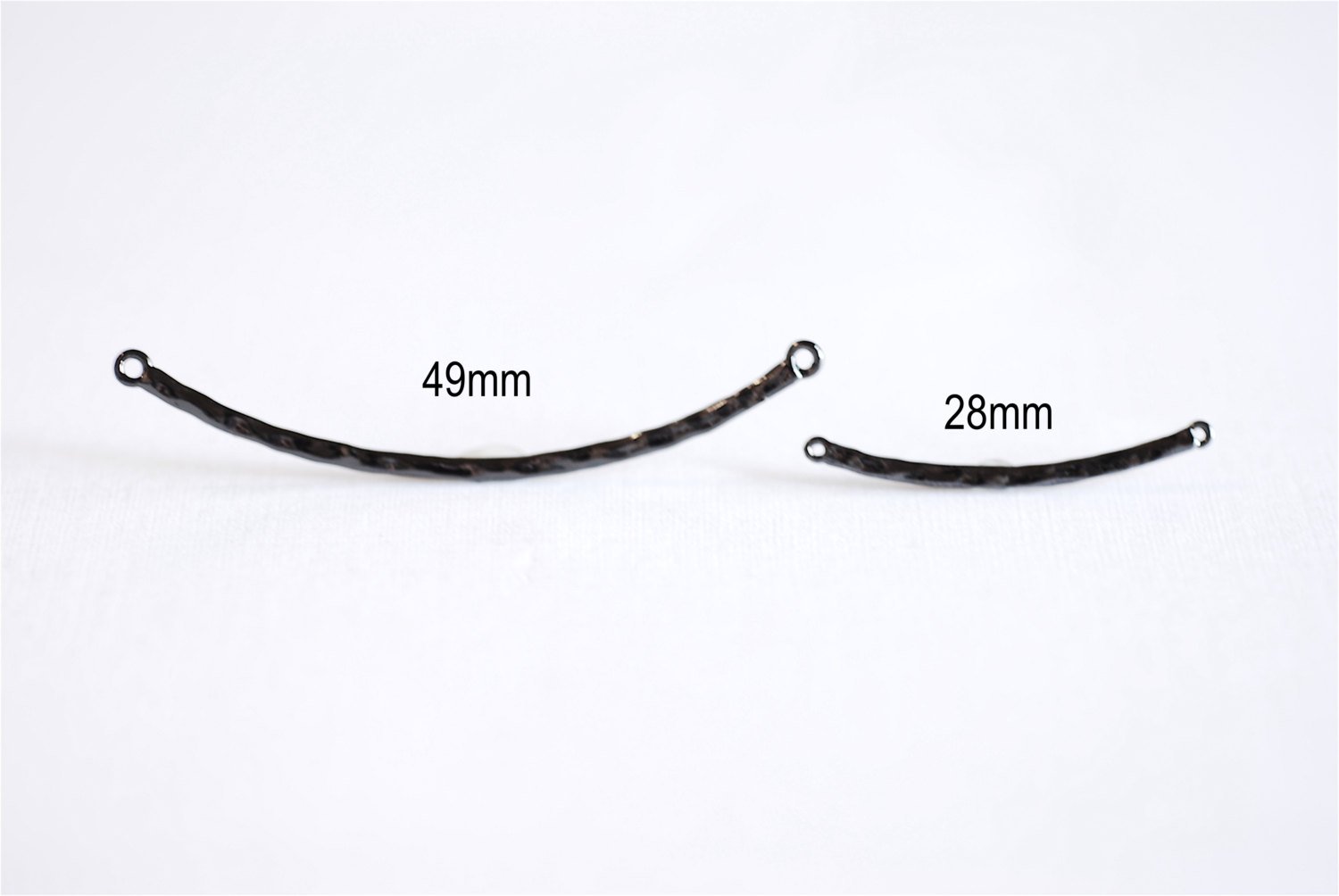 Black Rhodium Hammered Curved Bar Connector Charm- Black Gold over Sterling Silver Half Circle Connector Link Spacer, Oxidized Silver, 295 - HarperCrown
