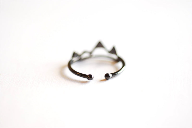 Black Rhodium Mountain Ring Adjustable- Black Rhodium plated over Sterling Silver, Black Gold Adjustable Mountain Ring, Midi Ring, 262 - HarperCrown