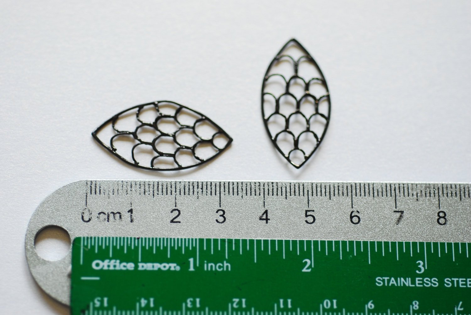 Black Rhodium Oval Filigree Charm Connector- Black Rhodium Oval Connector, Black Scales Charm, Black Gold Chandelier Earrings, 213 - HarperCrown