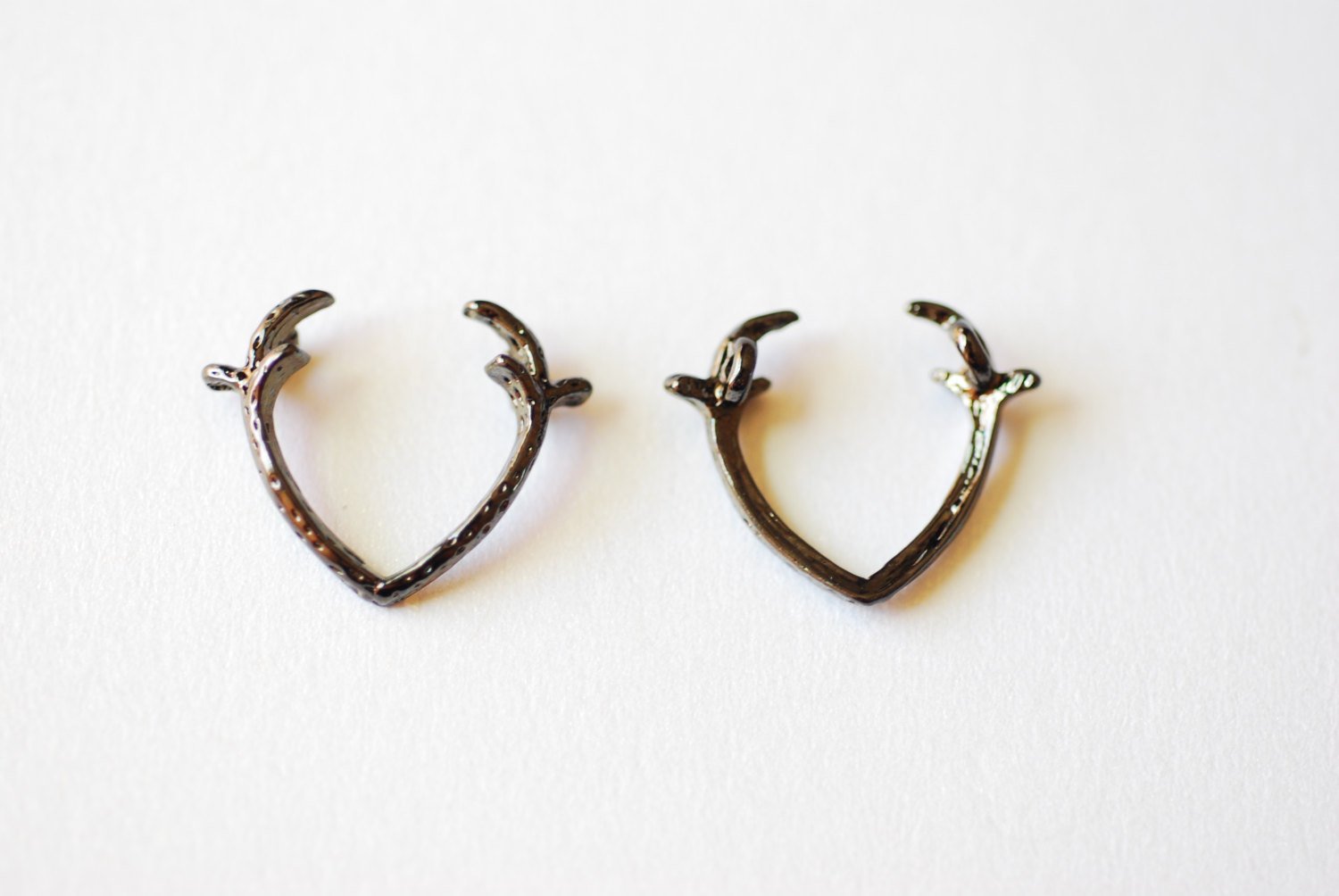 Black Sterling Silver Deer Antler Charm- Rhodium plated over Sterling Silver Deer Antlers, Black Dear Antler Connector Charm, 236 - HarperCrown
