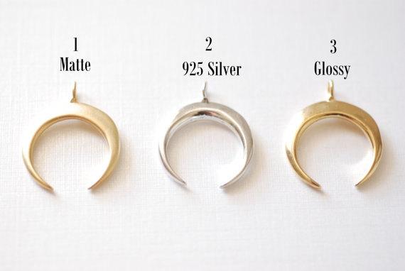 Black Vermeil Gold Crescent Moon Charm- oxidized sterling silver half moon charm pendant, Glossy Gold Crescent Moon Gold Tusk Charm, 1 - HarperCrown