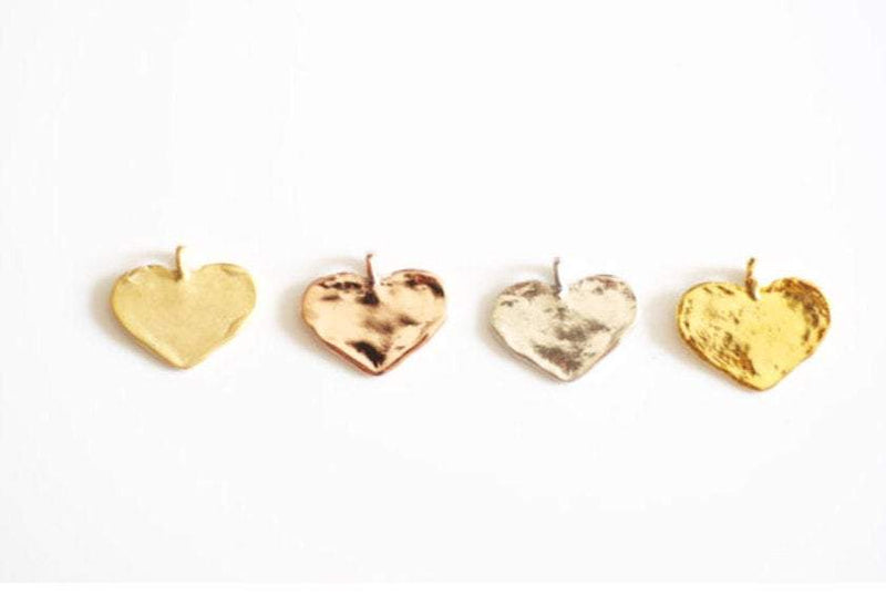 Blank Heart Stamping Charm - Vermeil Gold, Vermeil Rose gold or Sterling Silver Heart, blank heart metal stamping, Wholesale Heart Beads, 87 - HarperCrown