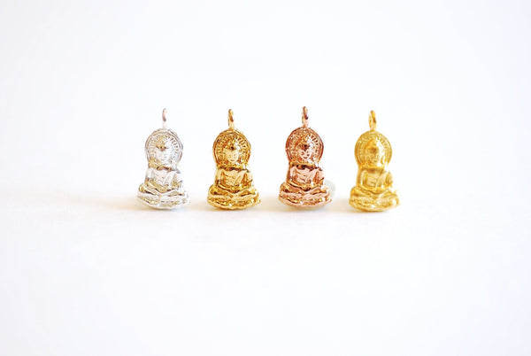 Buddha Vermeil Gold or Sterling Silver Charm - vermeil gold, 22k gold plated 925 silver, sitting buddha, yoga, ohm, meditation, yogi, J173 - HarperCrown