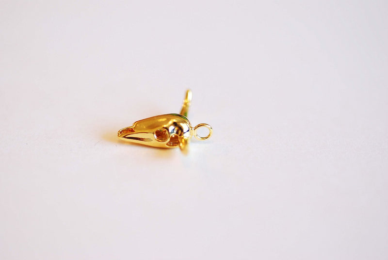 Buffalo Head Pendant- Vermeil 22k Gold plated 925 Sterling Silver, Bison Head Charm, Ox Head Charm, Indian Head Charm, Horn, Cattle, 404 - HarperCrown