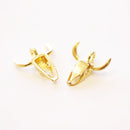 Buffalo Skull Head Pendant - 16k Gold Plated over Brass Bison Head Horn Pendant Wholesale B287 - HarperCrown