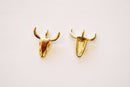 Buffalo Skull Head Pendant - 16k Gold Plated over Brass Bison Head Horn Pendant Wholesale B287 - HarperCrown