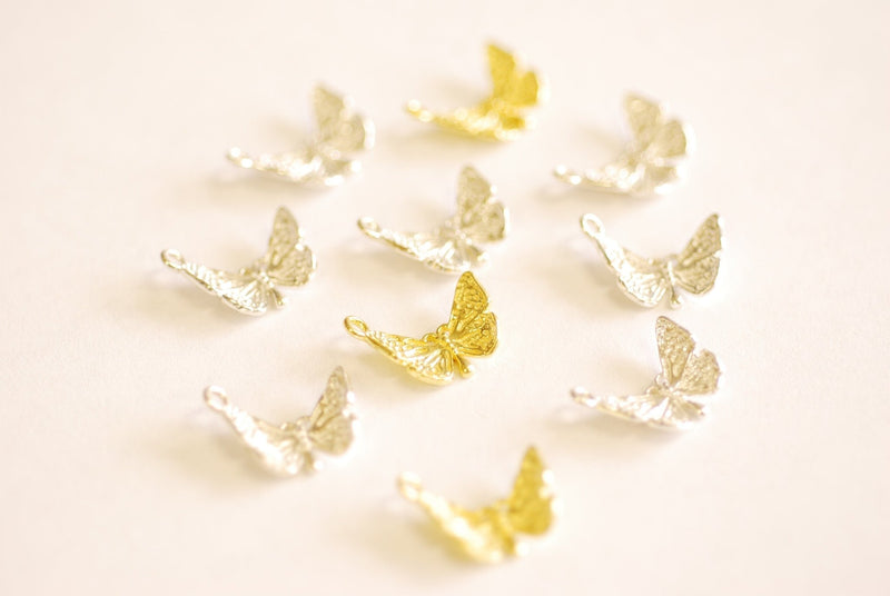 Butterfly Charm Pendant 925 Sterling Silver or 18k Gold Butterly Jewelry Making Supplies Wholesale Bulk Silver and Gold Charms - HarperCrown