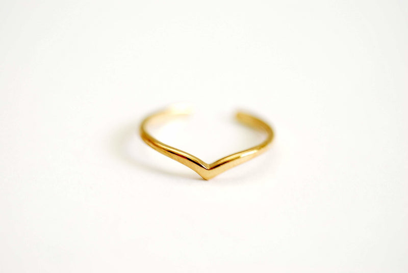 Chevron Ring in Gold Silver Rose Gold, Stackable Chevron Rings, V-Ring, Thin Chevron Ring, Minimalist Ring, Triangle Ring, Adjustable Ring - HarperCrown