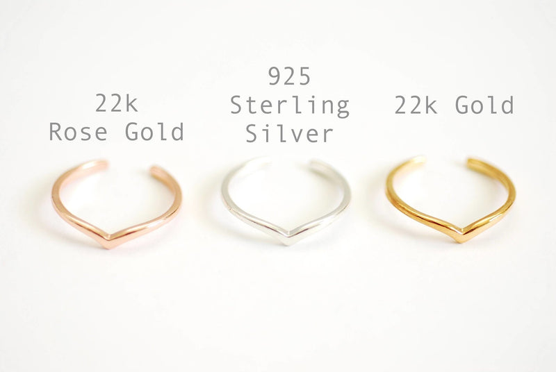 Chevron Ring in Gold Silver Rose Gold, Stackable Chevron Rings, V-Ring, Thin Chevron Ring, Minimalist Ring, Triangle Ring, Adjustable Ring - HarperCrown
