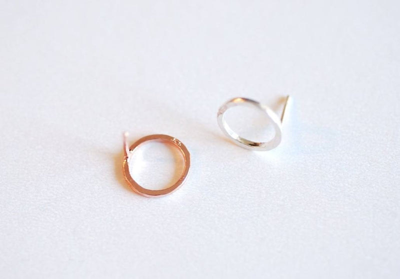 Circle Stud Earrings | Brass 925 Sterling Silver Plated Hammered Eternity B299 - HarperCrown