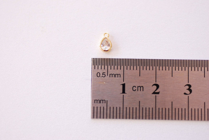 Wholesale Charms Clear TearDrop Bezel Cubic Zirconia Charm 16k