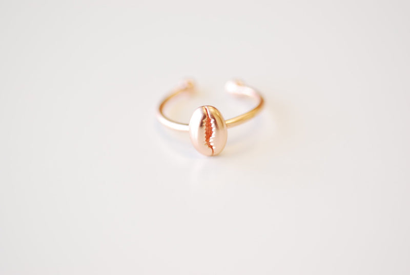 Cowrie Shell Ring - Choose 925 Sterling Silver - Gold - Rose Gold - adjustable cowry shell ring, Shell Ring, Gold Ring, Beach Jewelry, 504 - HarperCrown