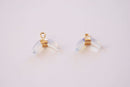 Crescent Moon Opalite Charm - 16k Gold Plated Brass Opal Moonstone Double Horn Tusk Wholesale Charms B135 - HarperCrown
