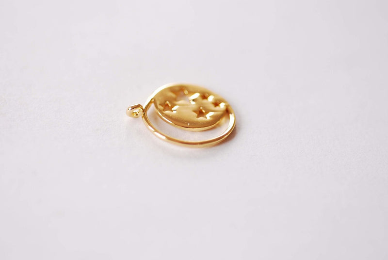 Crescent Moon Star Charm - 16k Gold Plated Brass Half Moon Open Wire Waning Eclipse Star Night Celestial Curve Shape Wholesale Charms B200 - HarperCrown