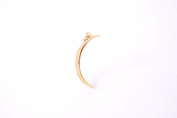 Crescent Moon Thin Charm Pendant | 16k Gold plated Brass | Half Moon Horn Attached Bail HarperCrown B318 - HarperCrown