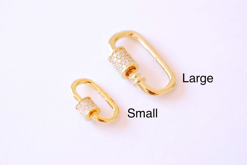 Cubic Zirconia Carabiner Clasp - Vermeil 18k gold plated 925 sterling silver Carabiner Lock Screw Pendant Charm Clasp HarperCrown - HarperCrown