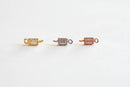 Cubic Zirconia CZ Rectangle Connectors- 22k Gold plated 925 Sterling Silver, Rectangle spacer link charm, CZ Rectangle Bar Double Bail, Pave - HarperCrown