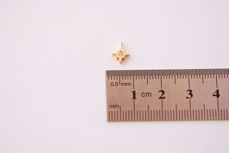 Cubic Zirconia Tiny Star Charm - Cubic Zirconia North Star Starburst Celestial Night Sky Earring Component HarperCrown Wholesale Charms B138 - HarperCrown