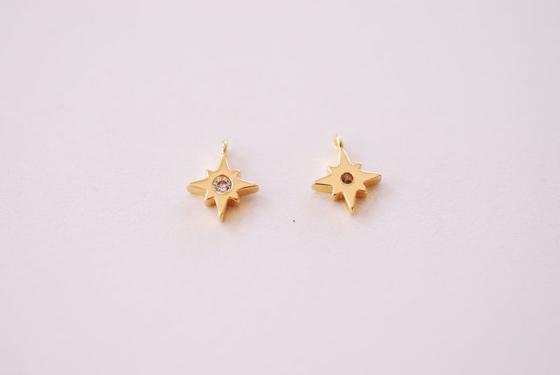 Cubic Zirconia Tiny Star Charm - Cubic Zirconia North Star Starburst Celestial Night Sky Earring Component HarperCrown Wholesale Charms B138 - HarperCrown