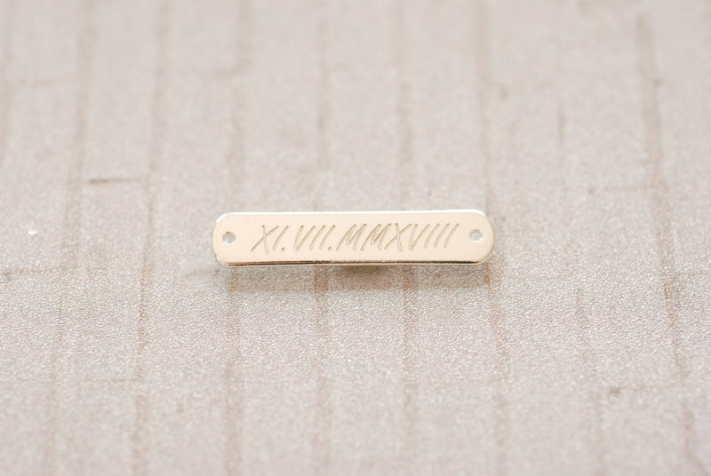 Custom Engraving | 925 Sterling Silver Personalized Horizontal Bar Charm Pendant | Names, Date, Initials, Locations, Birthday - HarperCrown