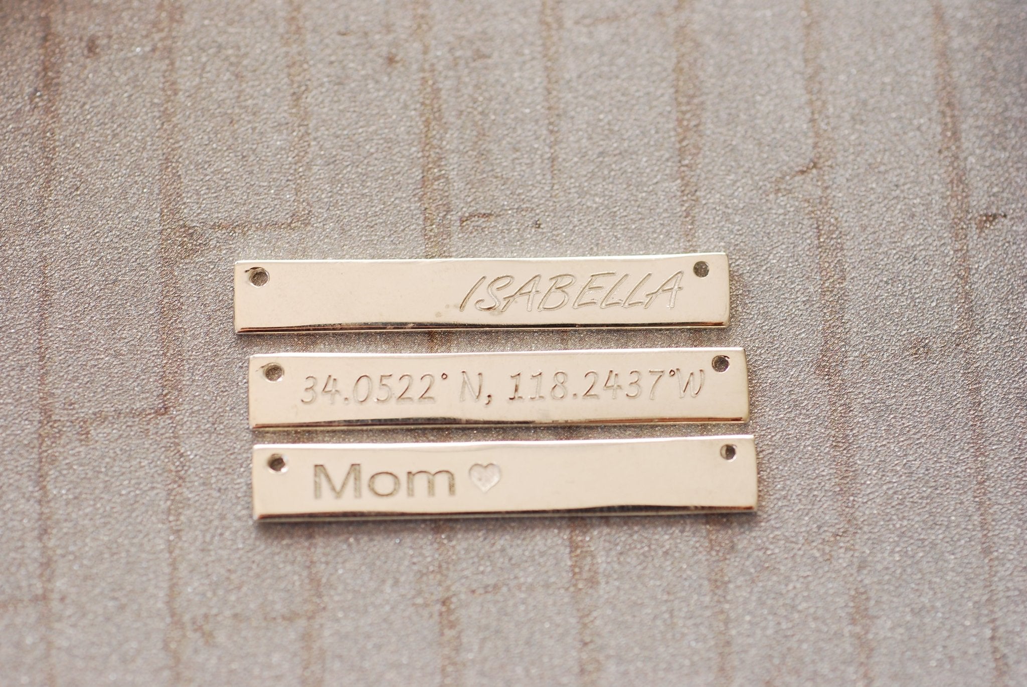 Custom Engraving | 925 Sterling Silver Personalized Horizontal Bar Charm Pendant | Names, Date, Initials, Locations, Birthday - HarperCrown
