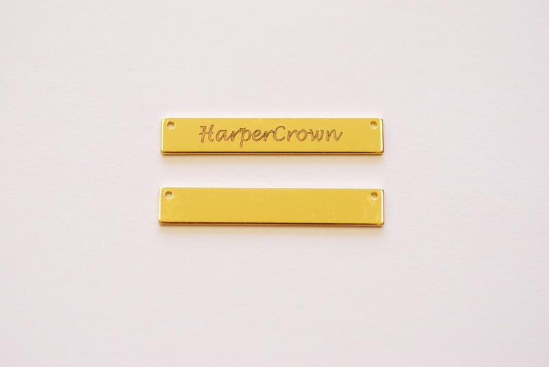 Custom Engraving Horizontal Rectangle Blank - 14K Gold Plated Brass DIY Jewelry Making HarperCrown Etsy B274 - HarperCrown