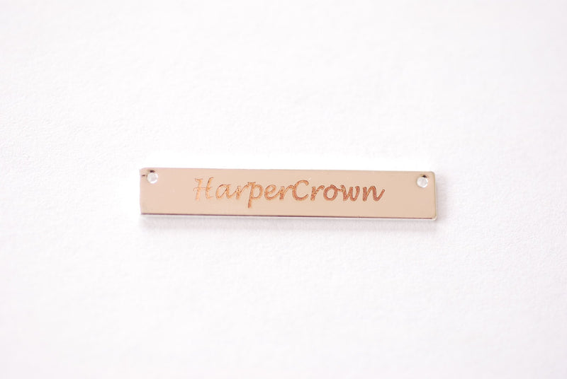 Custom Engraving Horizontal Rectangle Blank - 14K Gold Plated Brass DIY Jewelry Making HarperCrown Etsy B274 - HarperCrown