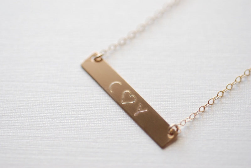 Customized Name Bar Necklace / Personalized Silver or Gold Bar Necklace / Personalized Bar Necklace /Silver, Gold, Rose Gold Name Bar - HarperCrown