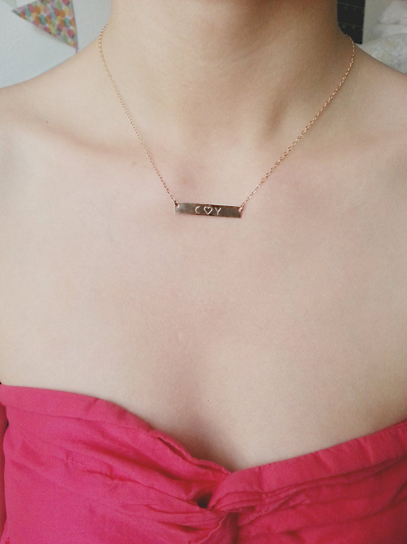 Customized Name Bar Necklace / Personalized Silver or Gold Bar Necklace / Personalized Bar Necklace /Silver, Gold, Rose Gold Name Bar - HarperCrown