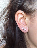 CZ Diamond Ear Climbers, Ear Crawler Earrings, Minimalistic Jewelry, Crystal Ear Climbers, Earcuffs, Gold Ear Pins, Ear Climber Earrings - HarperCrown