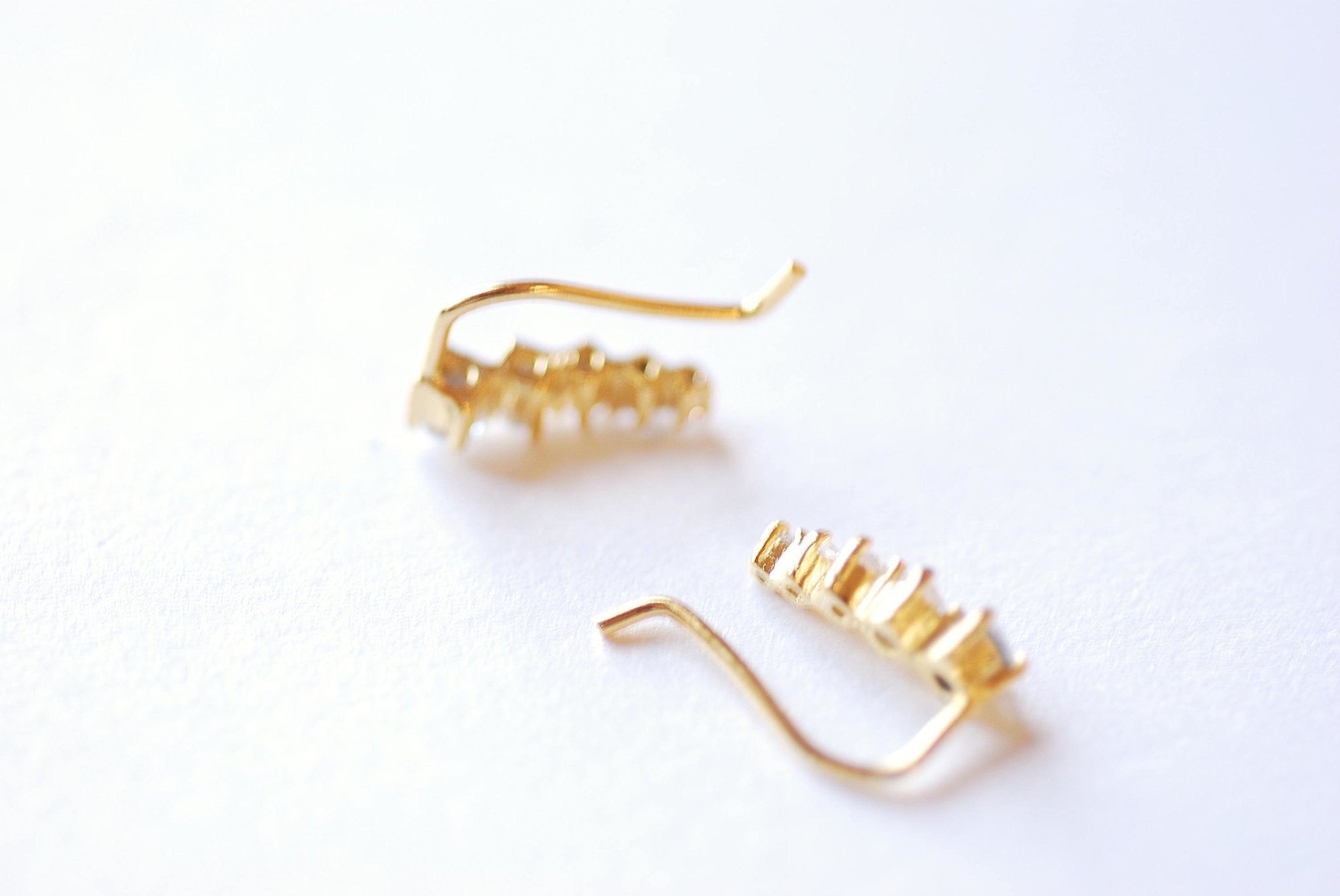 CZ Earrings, Choose Sterling Silver, Gold, Rose Gold CZ Ear Cuff, cubic zirconia ear crawler, Ear Climbers, Crystal Ear Climber, 2 pieces - HarperCrown