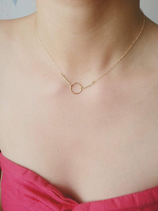 Dainty Circle Necklace / Karma Necklace, 14k Gold Fill or Sterling Silver, Dainty Circle Outline, Sterling Silver Karma Necklace - HarperCrown