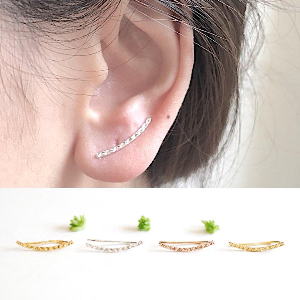 Ear Climber - Ear Crawler - Ear Cuff - Silver Ear Climber - Hammered Ear Climber - Hammered Earrings - Gold Ear Climber- Ear Sweeps - HarperCrown