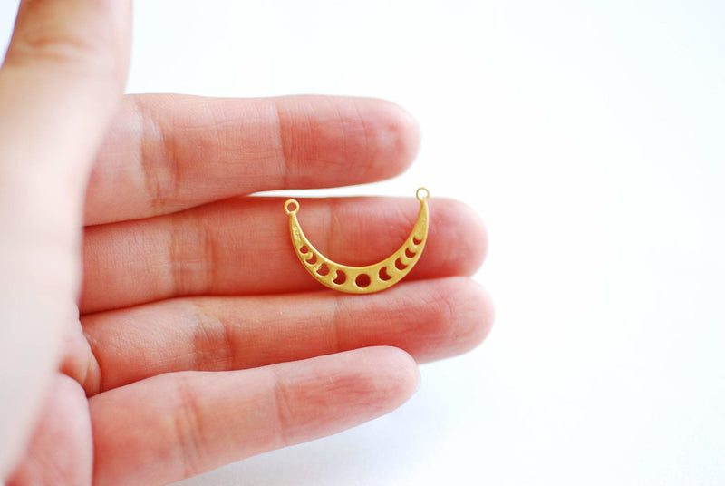 Eclipse Crescent Connector Charm - Lunar Eclipse, astronomy, star sun moon, spacer link, necklace pendant, Moon phases, cut out moon, 490 - HarperCrown